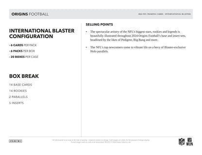 2024 Panini Origins Football International 6 - Pack Blaster Box - Columbia Hobby - Sports Card Boxes - Toploaders - Card Savers
