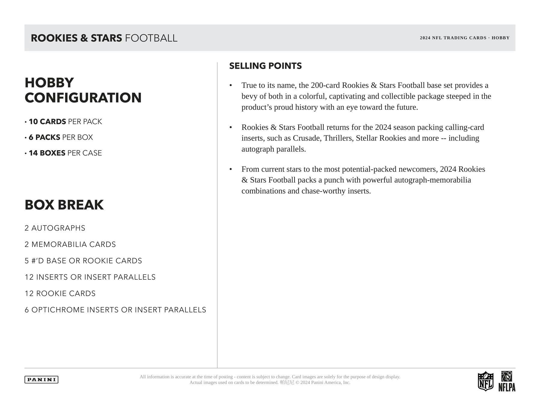 2024 Panini Rookies & Stars Football Hobby Box - Columbia Hobby - Sports Card Boxes - Toploaders - Card Savers