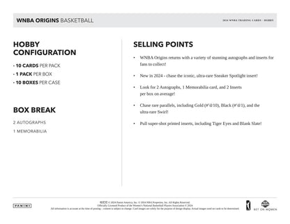 2024 Panini WNBA Origins Basketball Hobby Box - Columbia Hobby - Sports Card Boxes - Toploaders - Card Savers