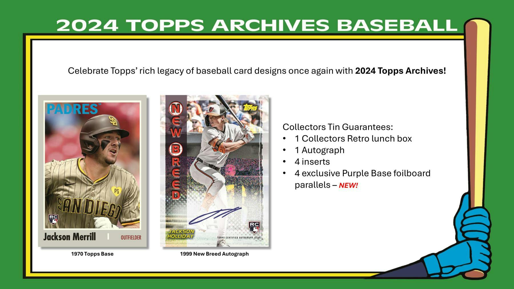 2024 Topps Archives Baseball Collector Box - Columbia Hobby - Sports Card Boxes - Toploaders - Card Savers