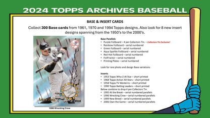 2024 Topps Archives Baseball Collector Box - Columbia Hobby - Sports Card Boxes - Toploaders - Card Savers