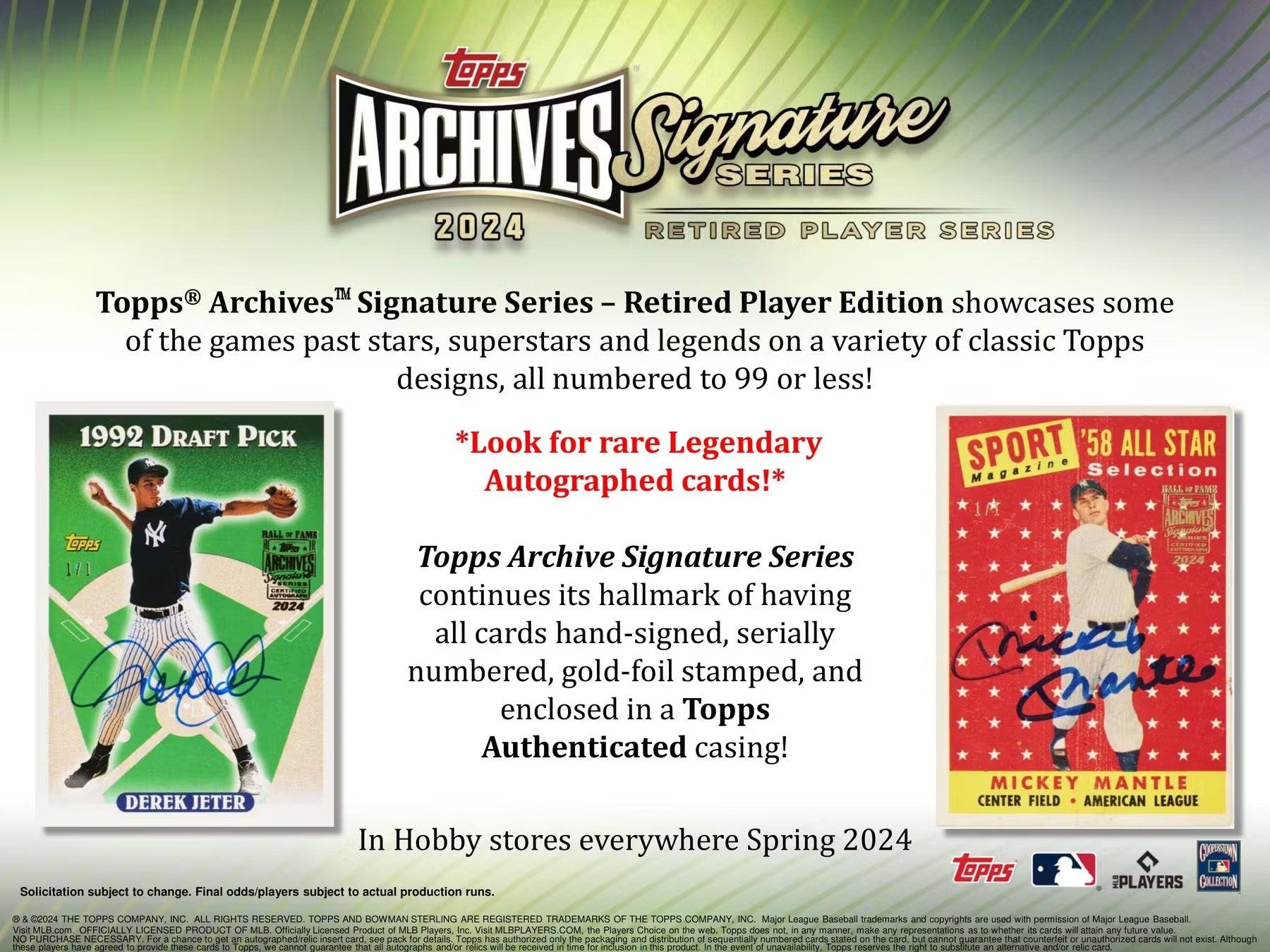 2024 Topps Archives Signature Series Retired Player Edition Baseball Hobby Box - Columbia Hobby - Sports Card Boxes - Toploaders - Card Savers