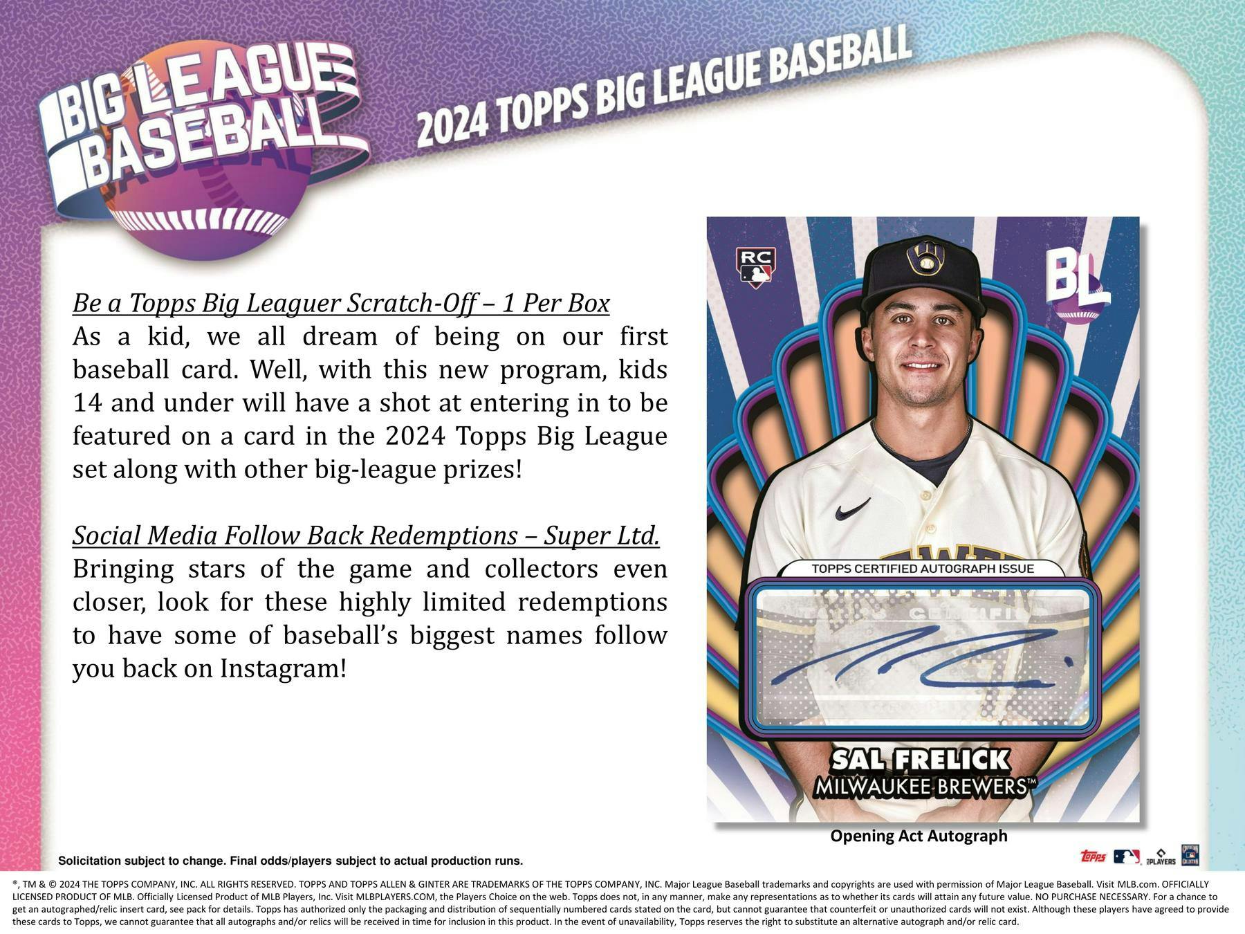 2024 Topps Big League Baseball Hobby Box - Columbia Hobby - Sports Card Boxes - Toploaders - Card Savers