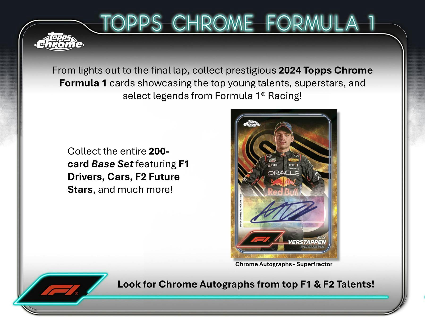 2024 Topps Chrome F1 Formula 1 Racing Hobby Box - Columbia Hobby - Sports Card Boxes - Toploaders - Card Savers