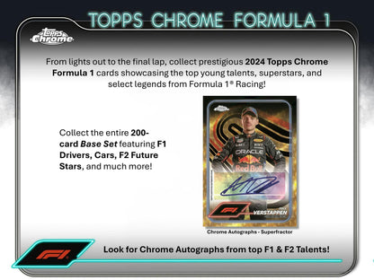 2024 Topps Chrome F1 Formula 1 Racing Hobby Box - Columbia Hobby - Sports Card Boxes - Toploaders - Card Savers