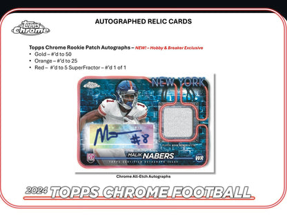 2024 Topps Chrome Football Hobby Box - Columbia Hobby - Sports Card Boxes - Toploaders - Card Savers