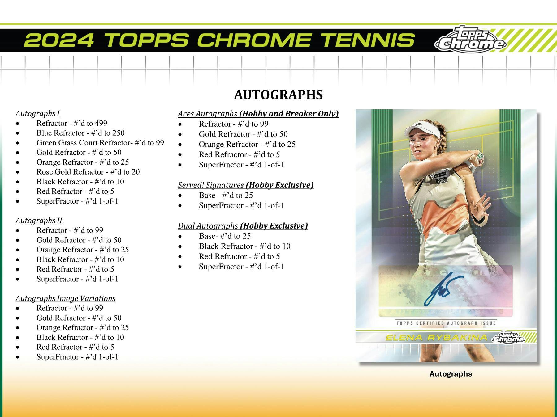 2024 Topps Chrome Tennis Hobby Box - Columbia Hobby - Sports Card Boxes - Toploaders - Card Savers