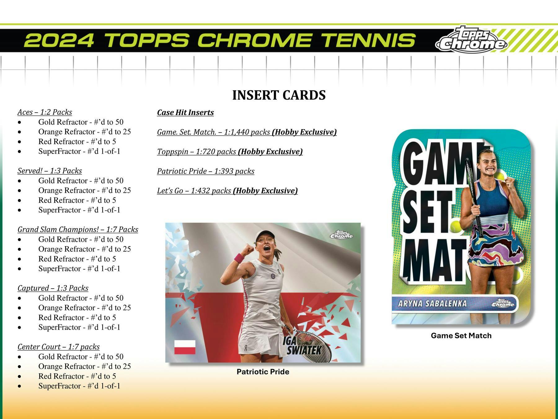 2024 Topps Chrome Tennis Hobby Box - Columbia Hobby - Sports Card Boxes - Toploaders - Card Savers