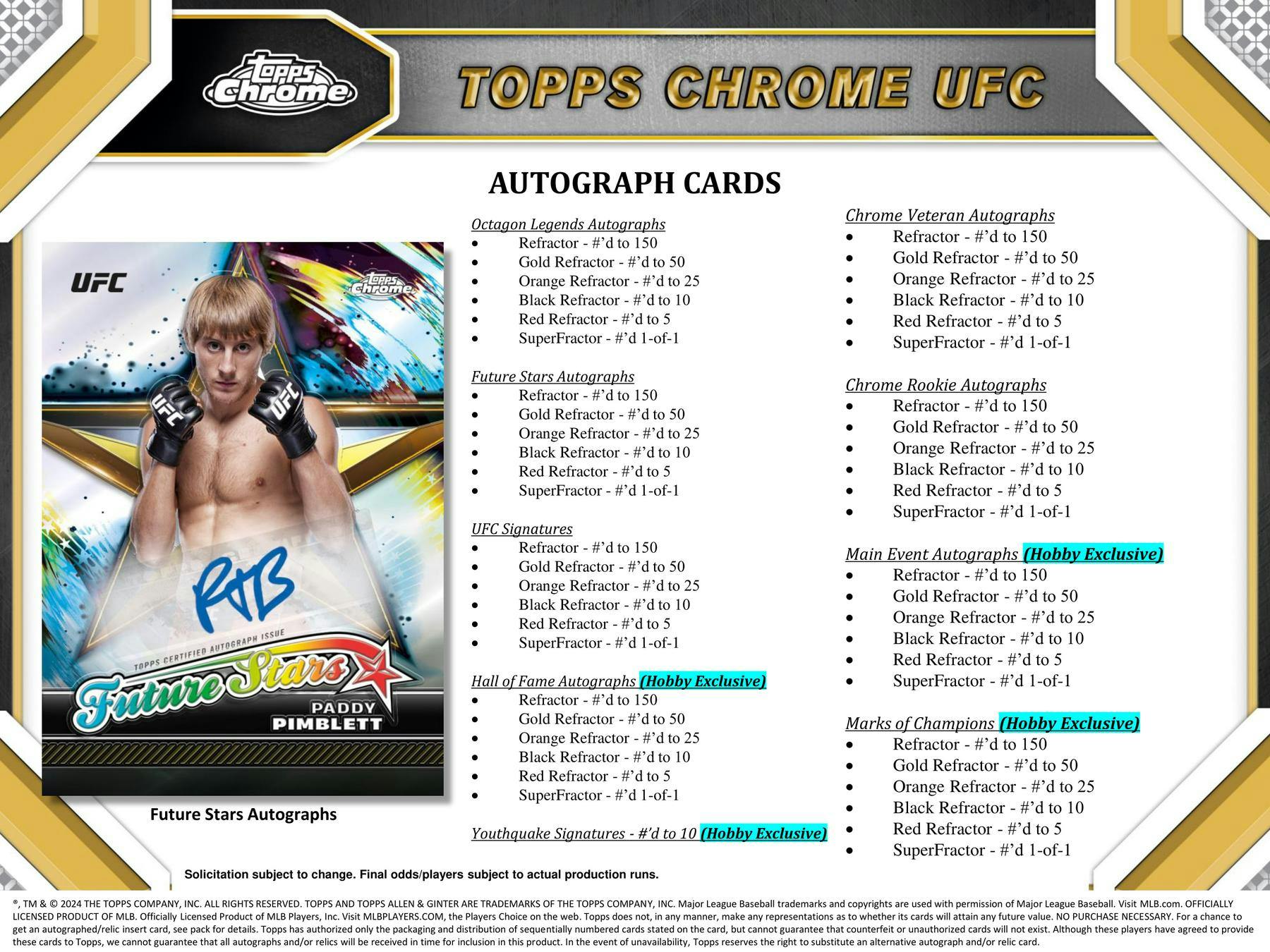 2024 Topps Chrome UFC Hobby Box - Columbia Hobby - Sports Card Boxes - Toploaders - Card Savers