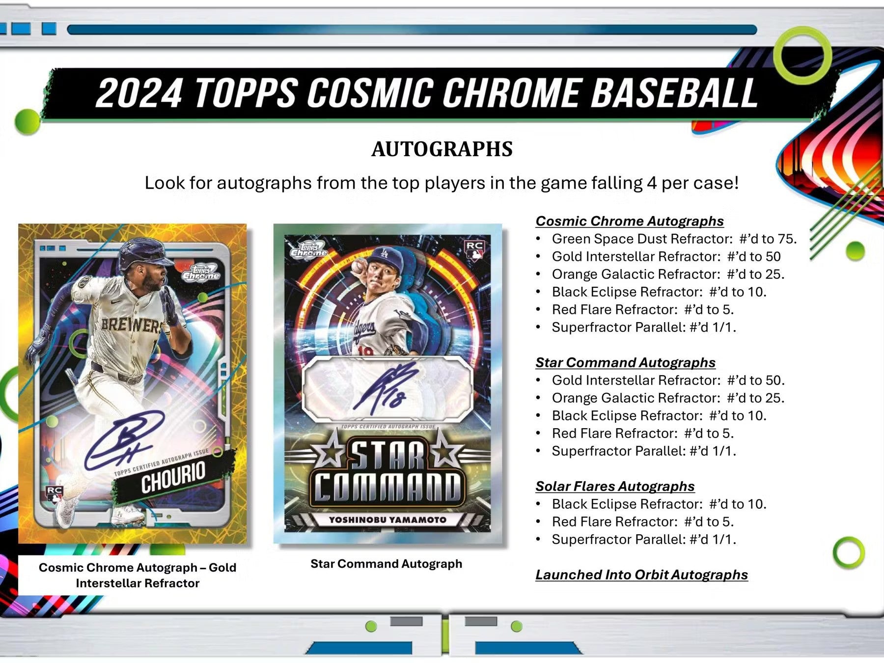 2024 Topps Cosmic Chrome Baseball Hobby Box - Columbia Hobby - Sports Card Boxes - Toploaders - Card Savers
