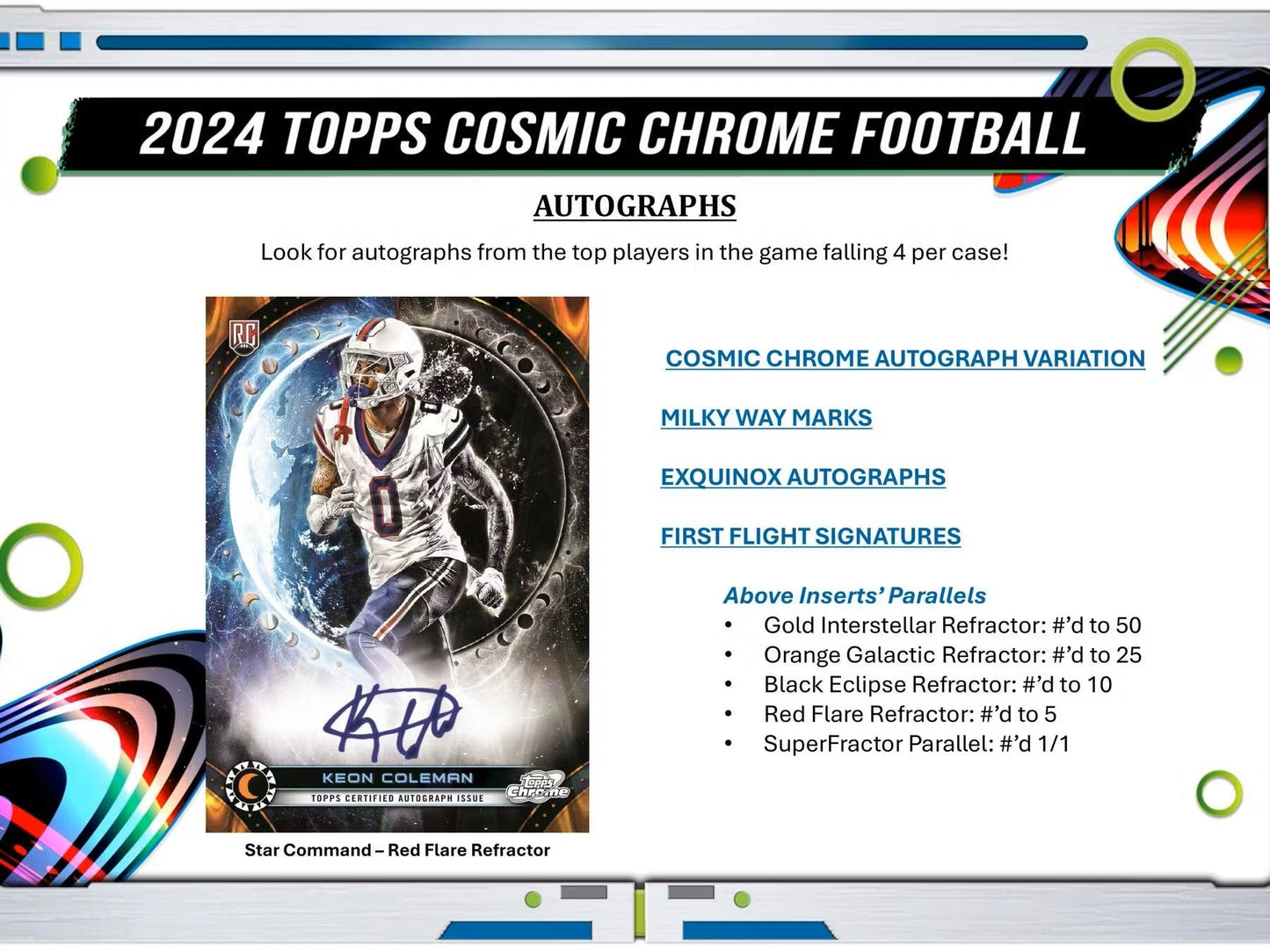 2024 Topps Cosmic Chrome Football Hobby Box - Columbia Hobby - Sports Card Boxes - Toploaders - Card Savers