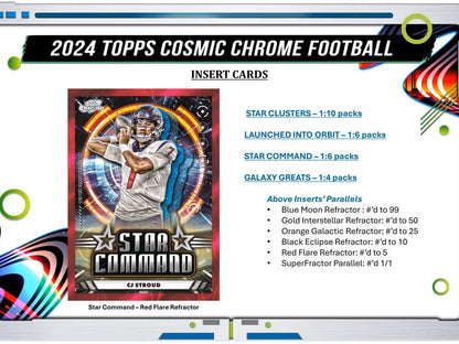 2024 Topps Cosmic Chrome Football Hobby Box - Columbia Hobby - Sports Card Boxes - Toploaders - Card Savers