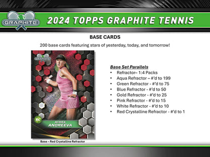2024 Topps Graphite Tennis Hobby Box - Columbia Hobby - Sports Card Boxes - Toploaders - Card Savers