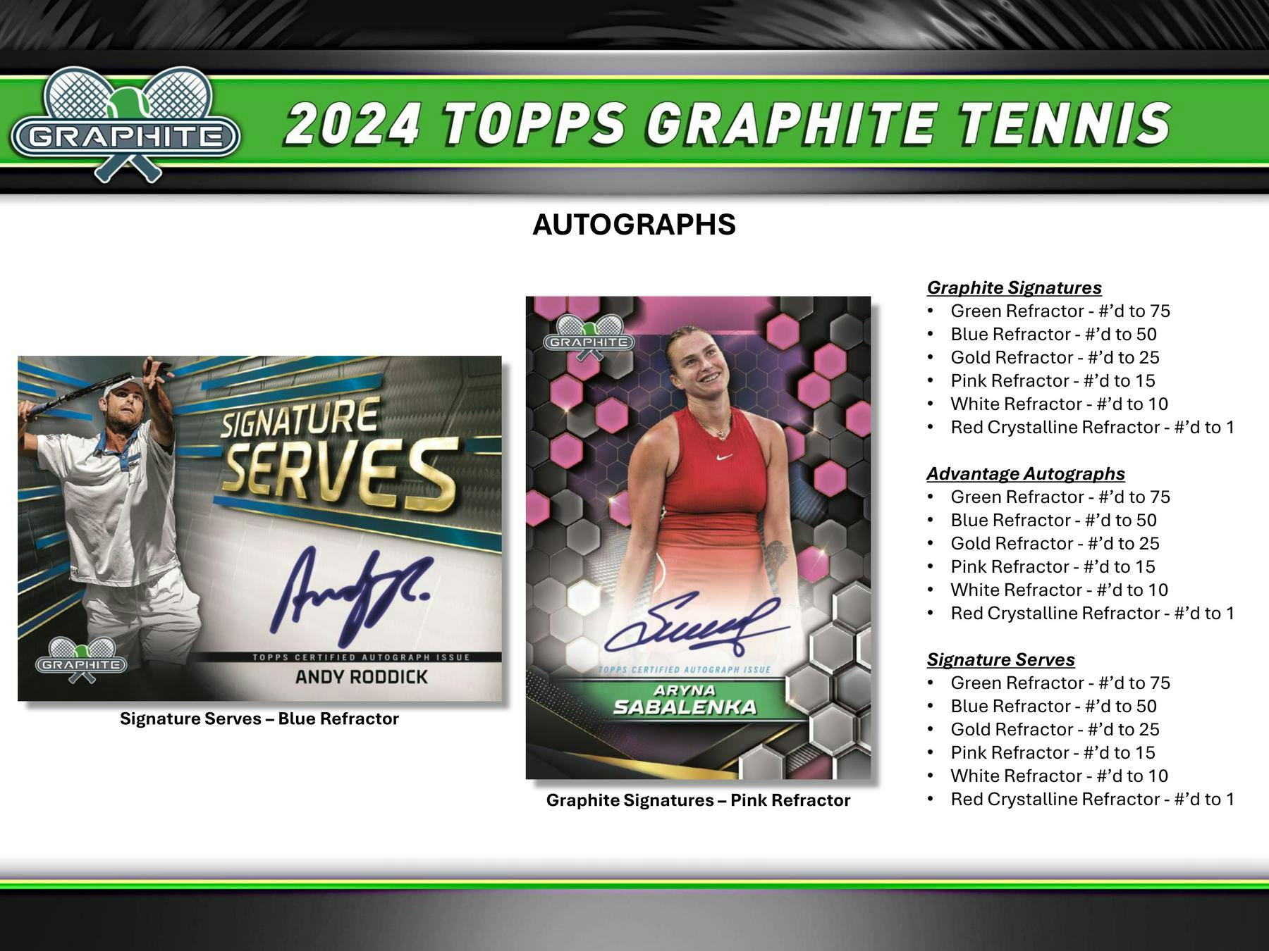 2024 Topps Graphite Tennis Hobby Box - Columbia Hobby - Sports Card Boxes - Toploaders - Card Savers