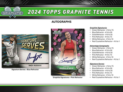 2024 Topps Graphite Tennis Hobby Box - Columbia Hobby - Sports Card Boxes - Toploaders - Card Savers