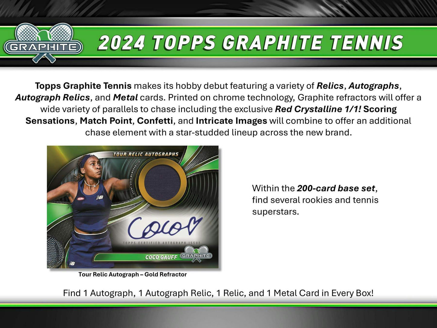 2024 Topps Graphite Tennis Hobby Box - Columbia Hobby - Sports Card Boxes - Toploaders - Card Savers