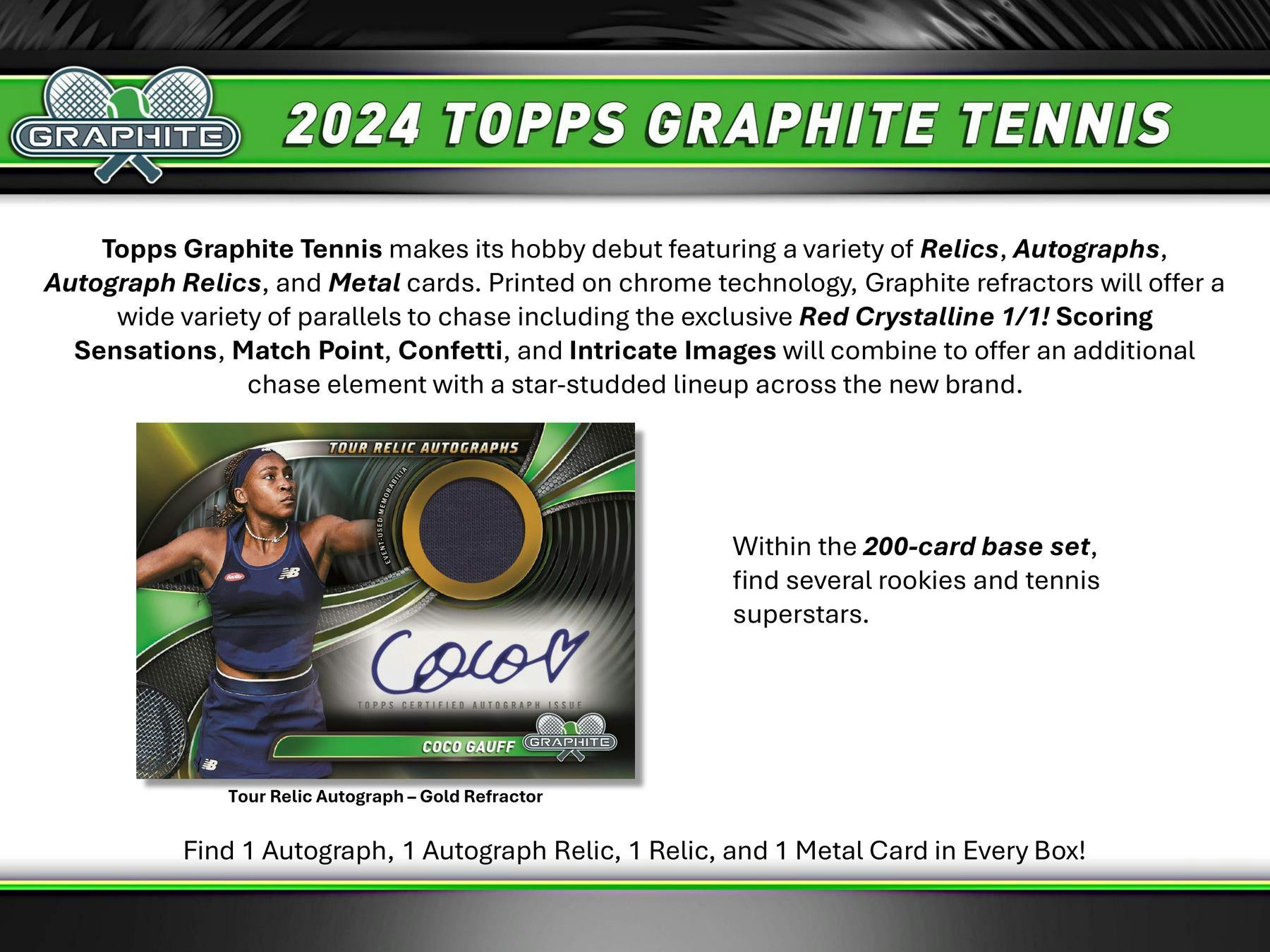 2024 Topps Graphite Tennis Hobby Box - Columbia Hobby - Sports Card Boxes - Toploaders - Card Savers