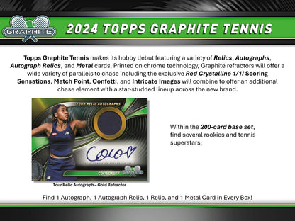 2024 Topps Graphite Tennis Hobby Box - Columbia Hobby - Sports Card Boxes - Toploaders - Card Savers