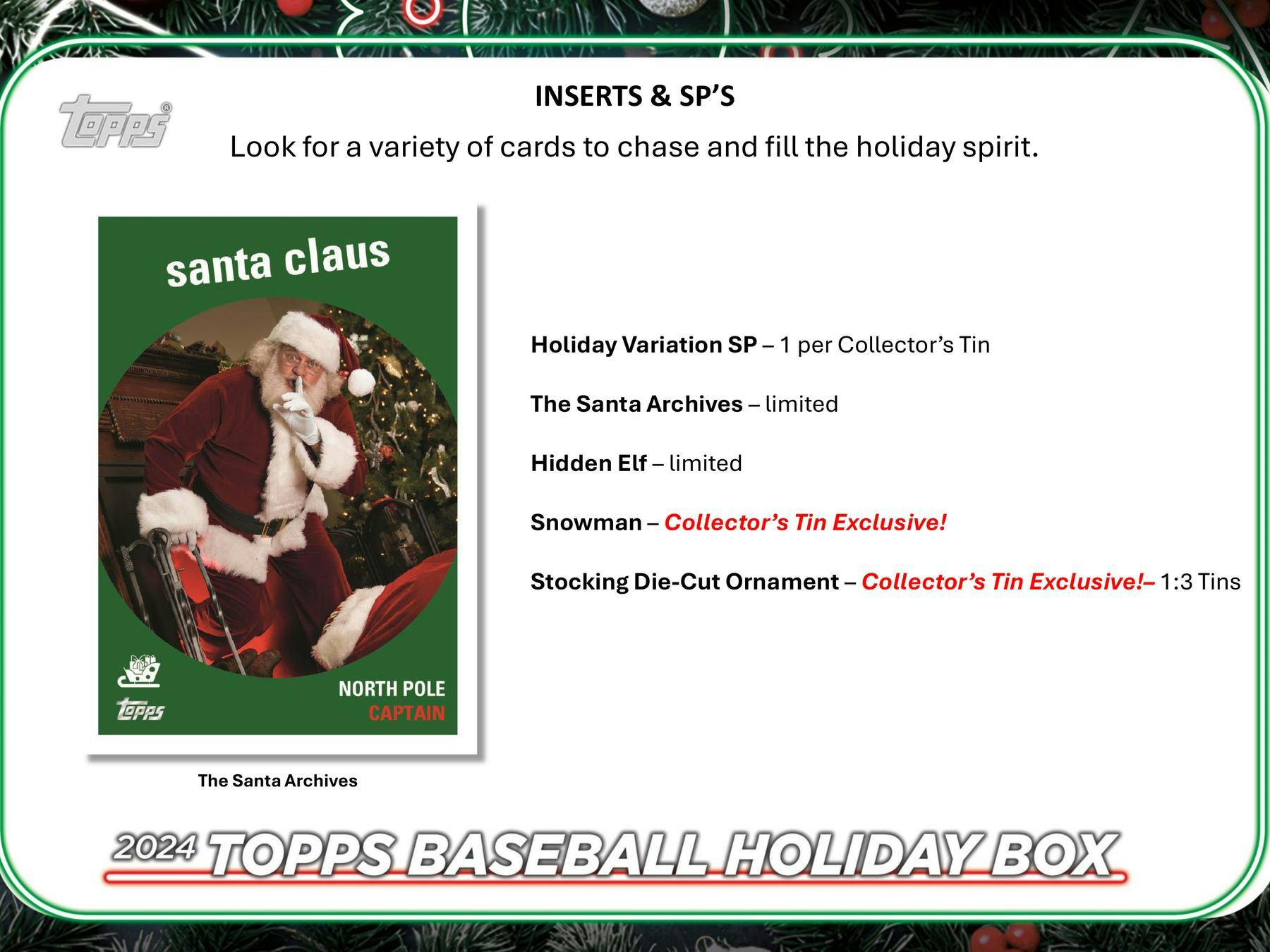 2024 Topps Holiday Baseball Advent Calendar - Columbia Hobby - Sports Card Boxes - Toploaders - Card Savers