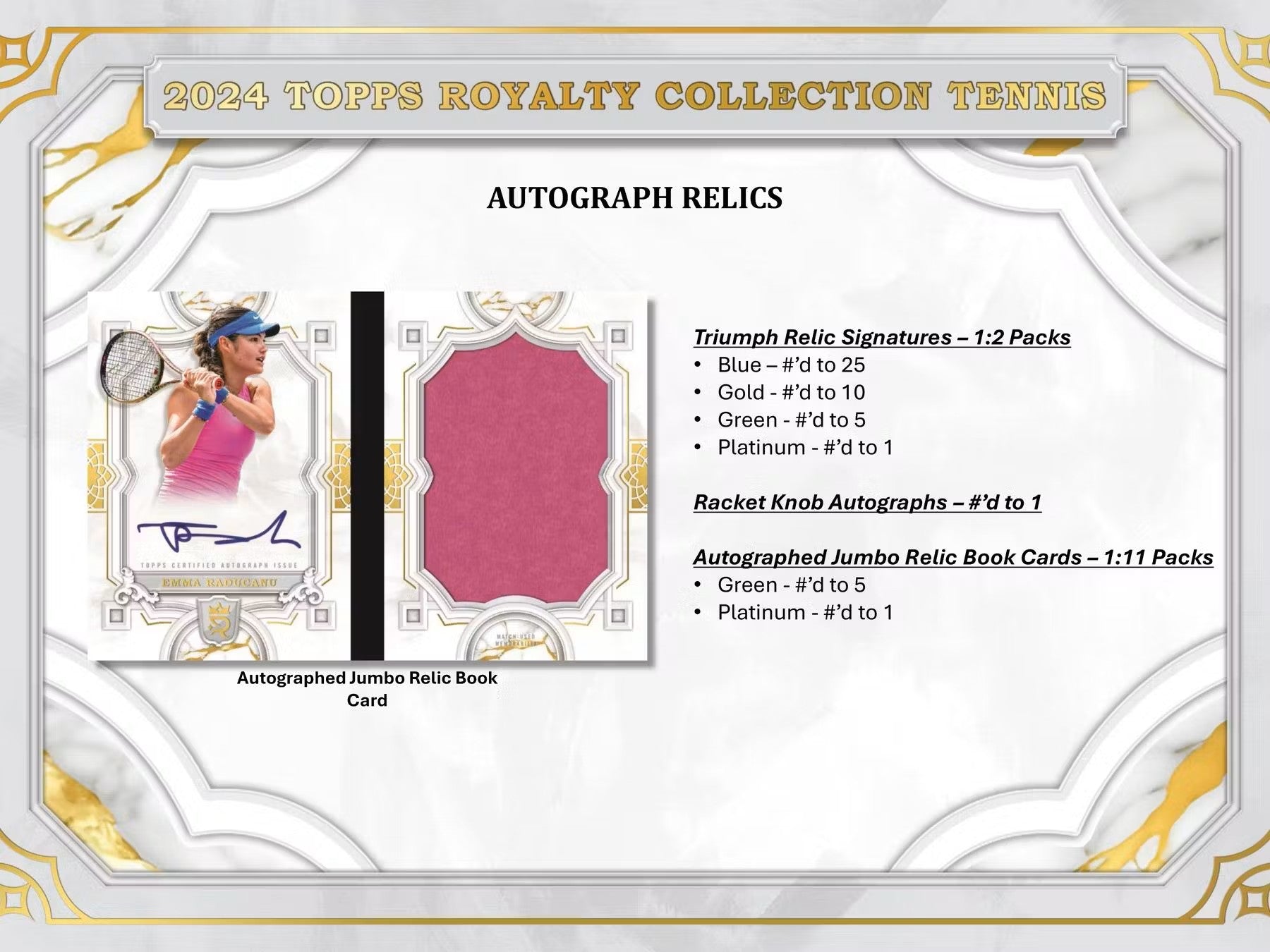 2024 Topps Royalty Collection Tennis Hobby Box - Columbia Hobby - Sports Card Boxes - Toploaders - Card Savers