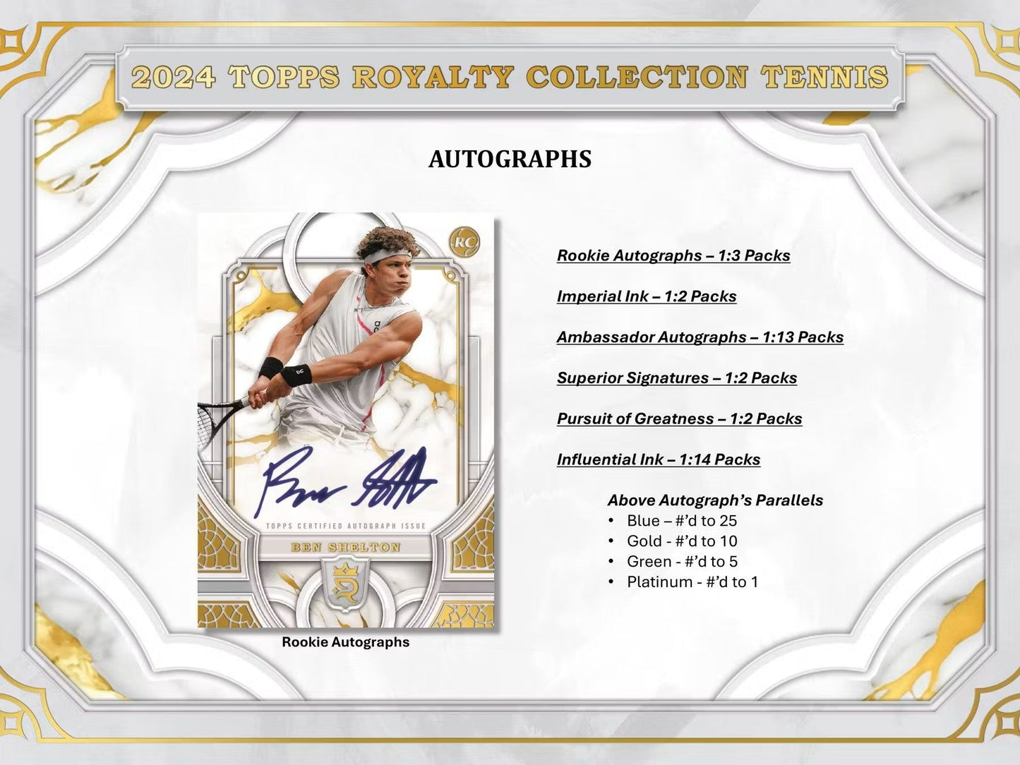 2024 Topps Royalty Collection Tennis Hobby Box - Columbia Hobby - Sports Card Boxes - Toploaders - Card Savers