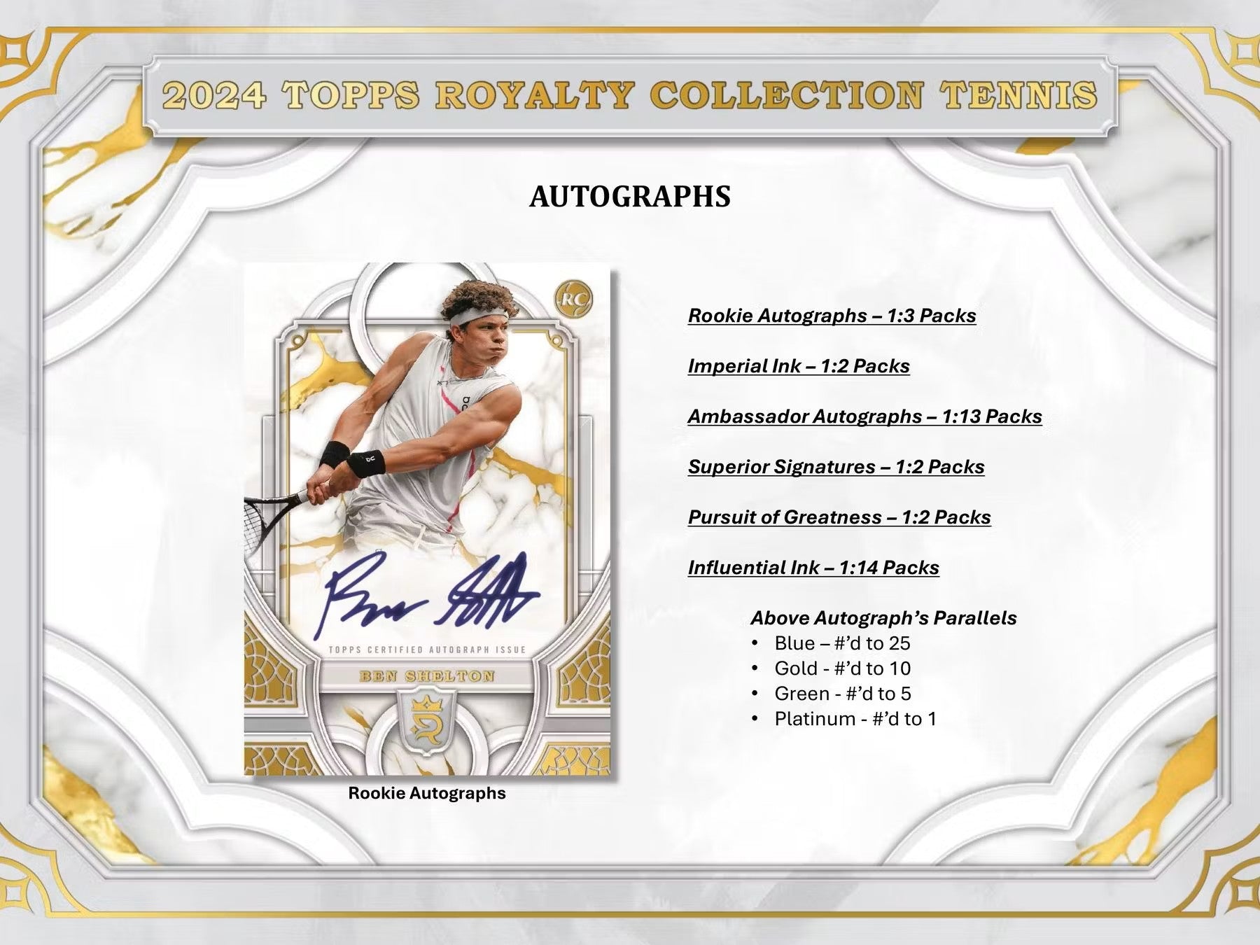 2024 Topps Royalty Collection Tennis Hobby Box - Columbia Hobby - Sports Card Boxes - Toploaders - Card Savers