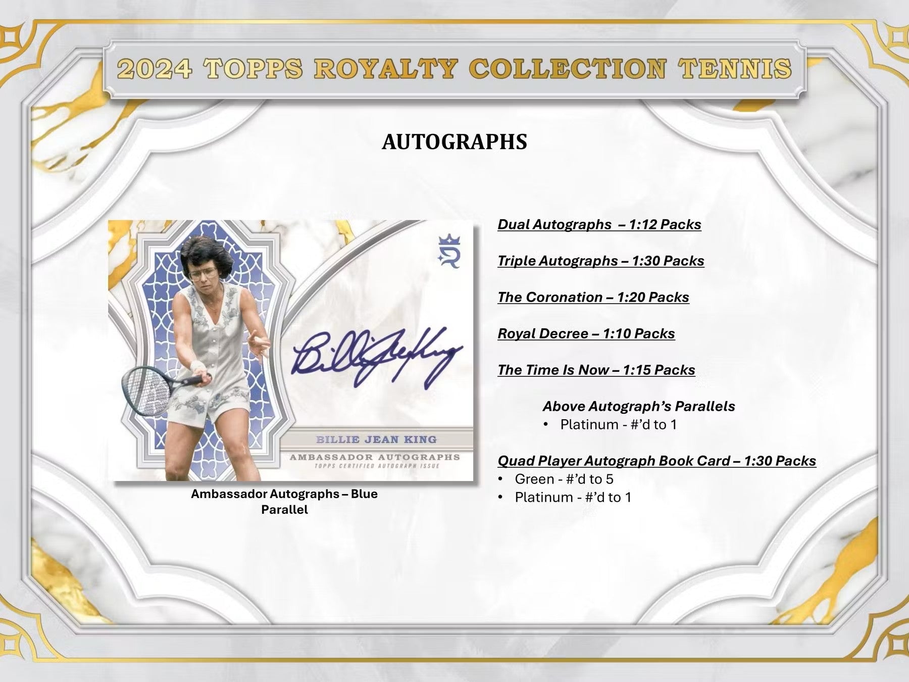 2024 Topps Royalty Collection Tennis Hobby Box - Columbia Hobby - Sports Card Boxes - Toploaders - Card Savers