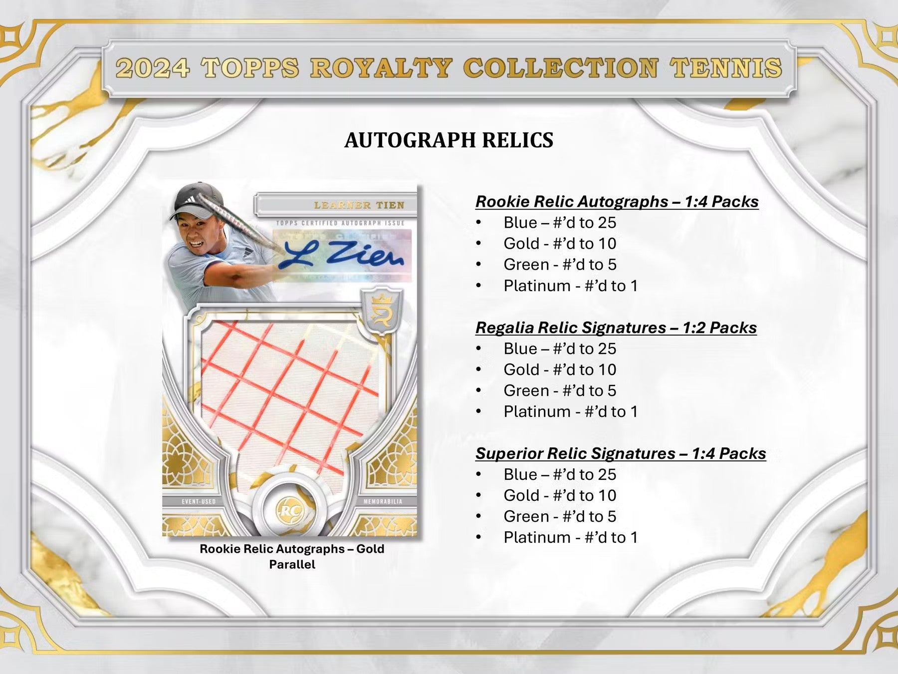 2024 Topps Royalty Collection Tennis Hobby Box - Columbia Hobby - Sports Card Boxes - Toploaders - Card Savers