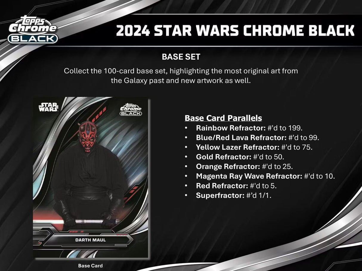 2024 Topps Star Wars Chrome Black Hobby Box - Columbia Hobby - Sports Card Boxes - Toploaders - Card Savers