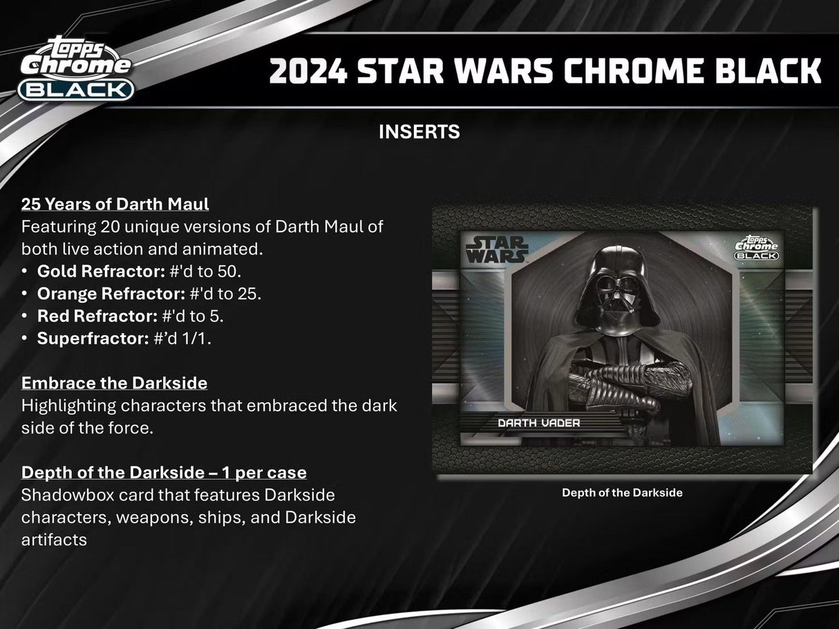 2024 Topps Star Wars Chrome Black Hobby Box - Columbia Hobby - Sports Card Boxes - Toploaders - Card Savers