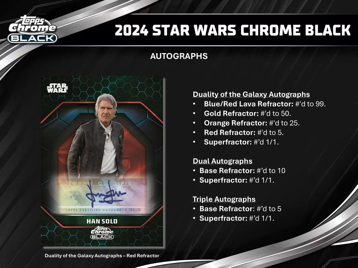 2024 Topps Star Wars Chrome Black Hobby Box - Columbia Hobby - Sports Card Boxes - Toploaders - Card Savers