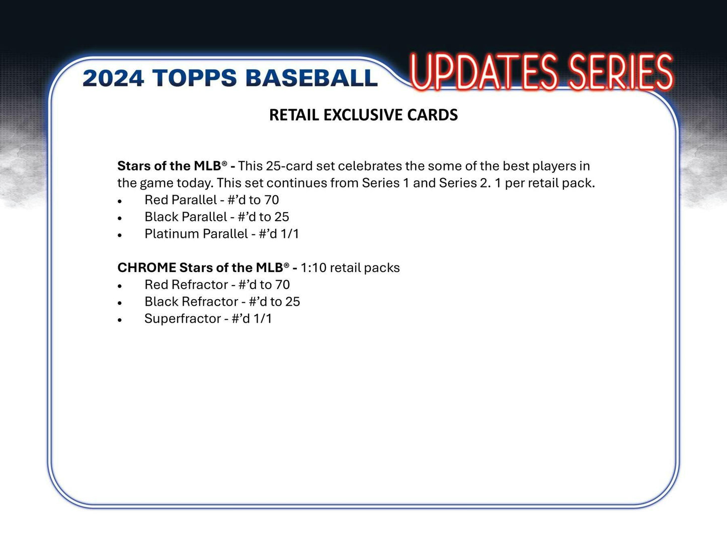 2024 Topps Update Series Baseball 7 - Pack Blaster Box - Columbia Hobby - Sports Card Boxes - Toploaders - Card Savers