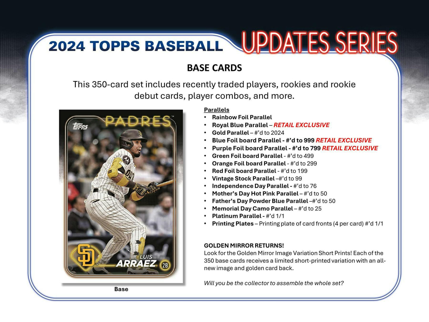 2024 Topps Update Series Baseball 7 - Pack Blaster Box - Columbia Hobby - Sports Card Boxes - Toploaders - Card Savers