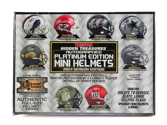 2024 TriStar Autograph Platinum Edition Football Mini Helmet Season Edition Hobby Box - Columbia Hobby - Sports Card Boxes - Toploaders - Card Savers