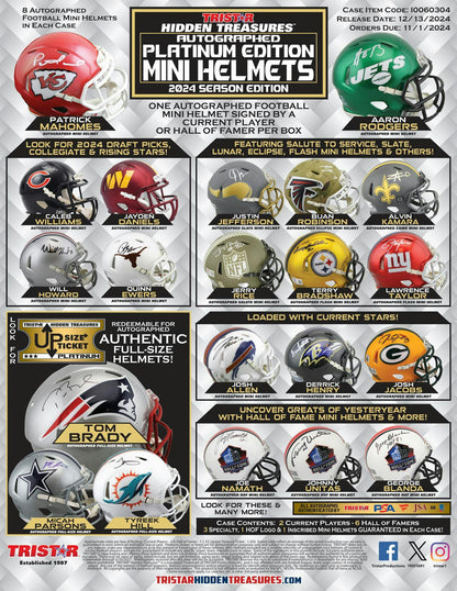 2024 TriStar Autograph Platinum Edition Football Mini Helmet Season Edition Hobby Box - Columbia Hobby - Sports Card Boxes - Toploaders - Card Savers