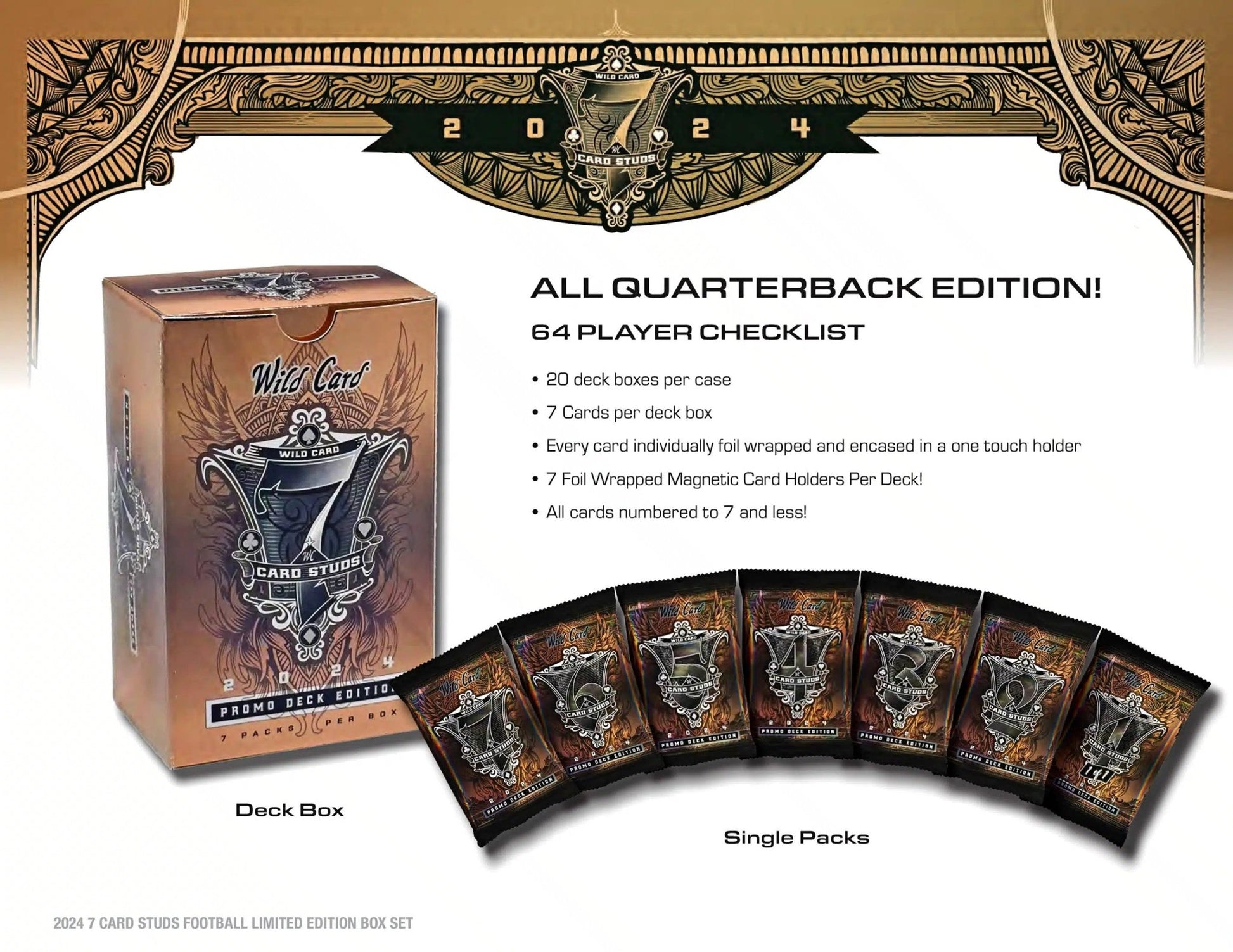 2024 Wild Card 7 Card Studs Metal All Quarterback Edition Football Hobby Box - Columbia Hobby - Sports Card Boxes - Toploaders - Card Savers