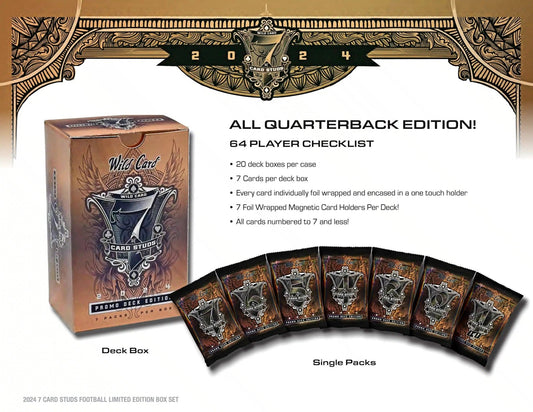 2024 Wild Card 7 Card Studs Metal All Quarterback Edition Football Hobby Box - Columbia Hobby - Sports Card Boxes - Toploaders - Card Savers