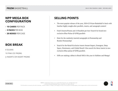 2024/25 Panini Prizm Basketball Mega Box (Pink Ice Prizms!) - Columbia Hobby - Sports Card Boxes - Toploaders - Card Savers