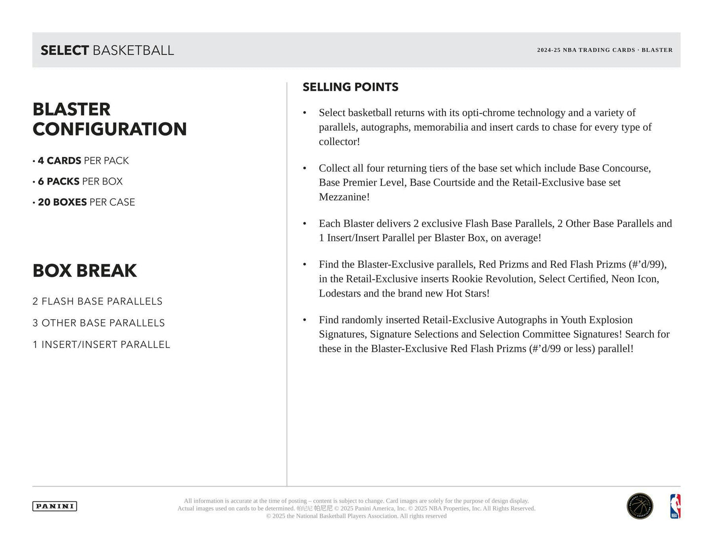 2024/25 Panini Select Basketball 6 - Pack Blaster Box | Columbia Sports Cards - Columbia Hobby - Sports Card Boxes - Toploaders - Card Savers