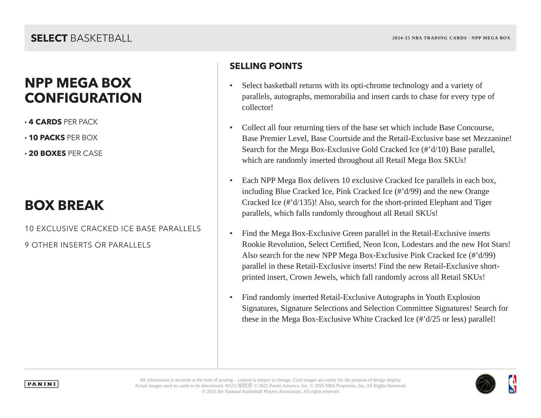 2024/25 Panini Select Basketball Mega Box (Cracked Ice Parallels) | Columbia Sports Cards - Columbia Hobby - Sports Card Boxes - Toploaders - Card Savers