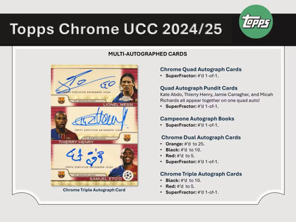 2024/25 Topps Chrome UEFA Club Competitions Soccer Hobby Jumbo Box - Columbia Hobby - Sports Card Boxes - Toploaders - Card Savers