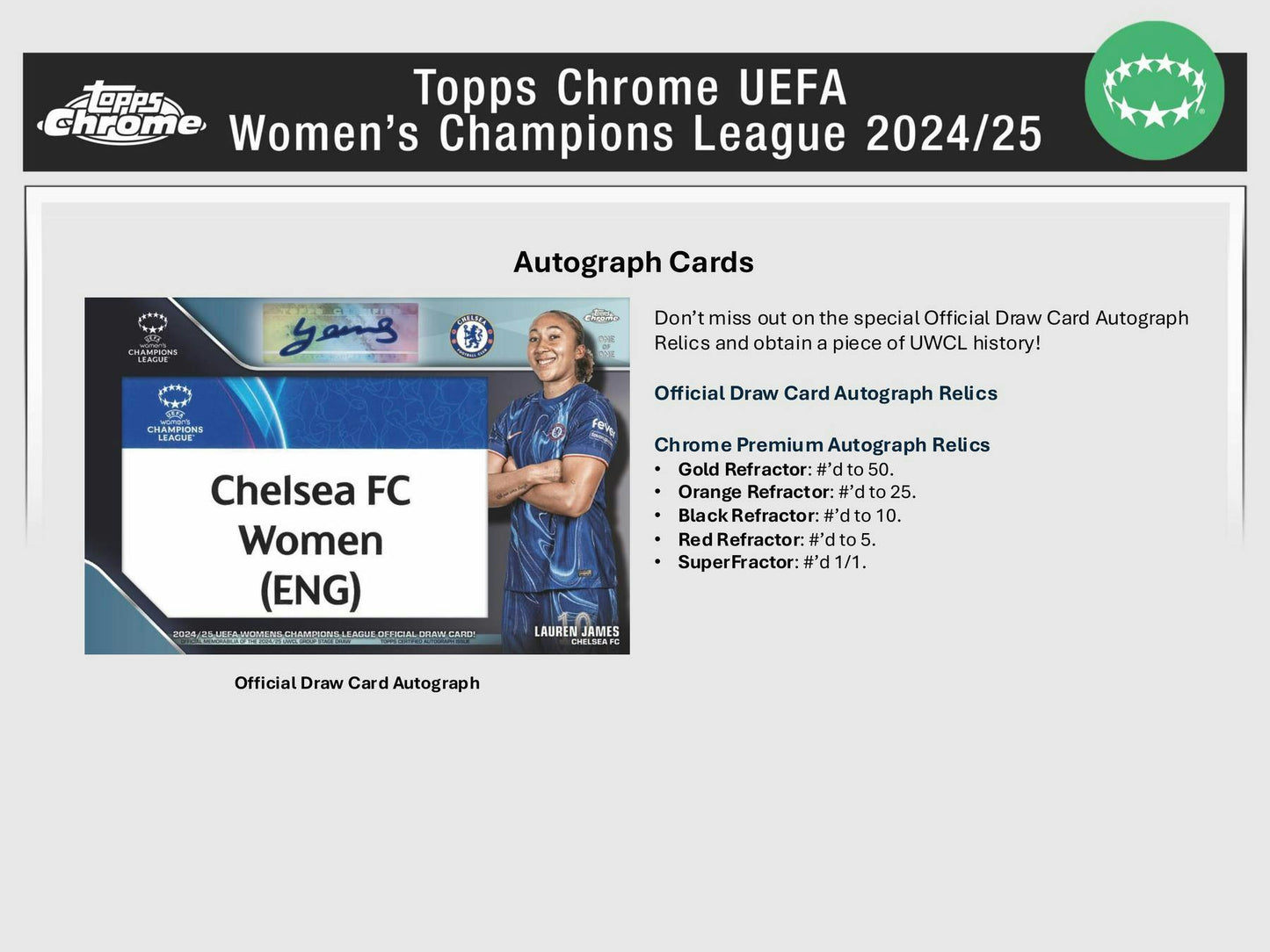 2024/25 Topps Chrome UEFA Women’s Champions League Soccer Hobby Box | Columbia Sports Cards - Columbia Hobby - Sports Card Boxes - Toploaders - Card Savers