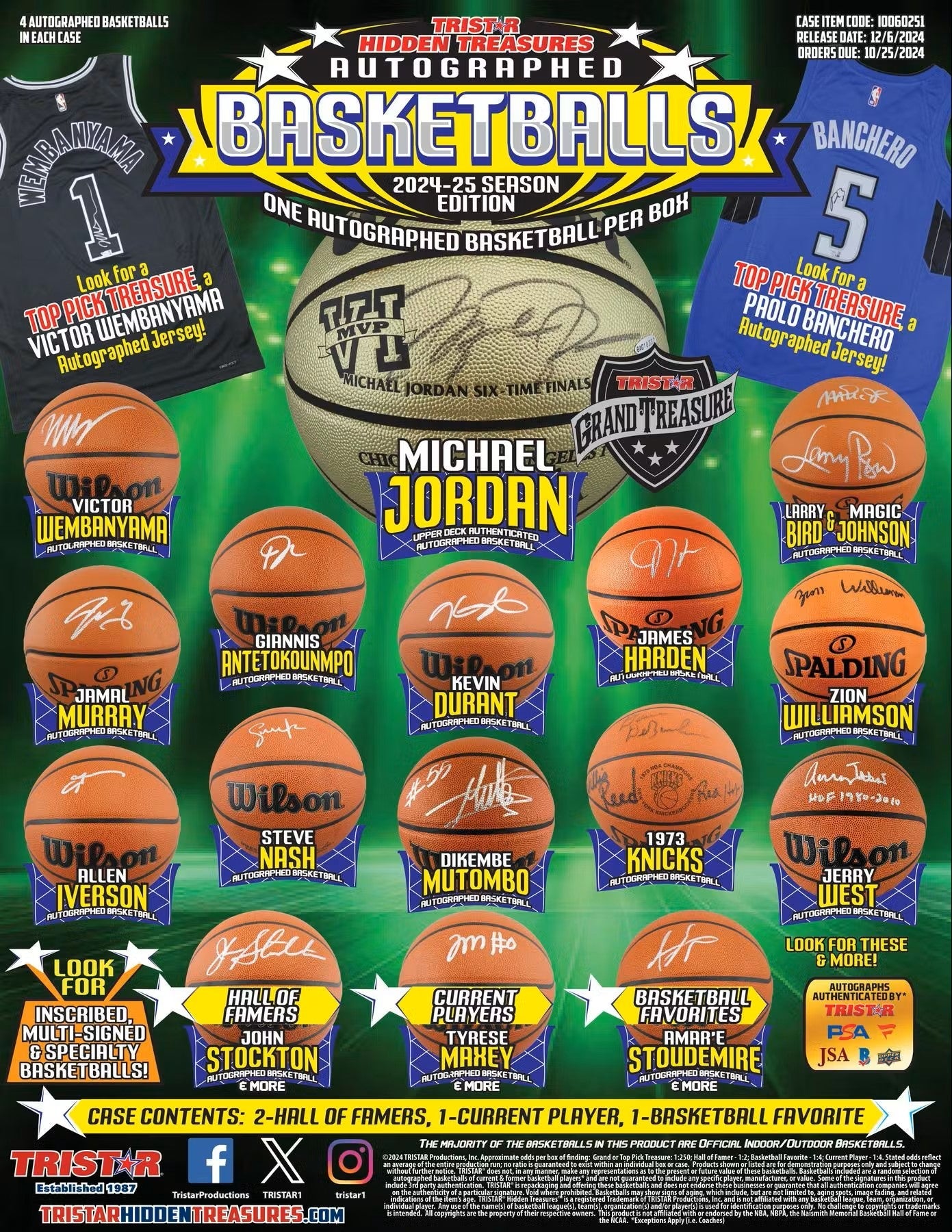 2024/25 TriStar Hidden Treasures Autographed Basketballs Season Edition Hobby Box - Columbia Hobby - Sports Card Boxes - Toploaders - Card Savers