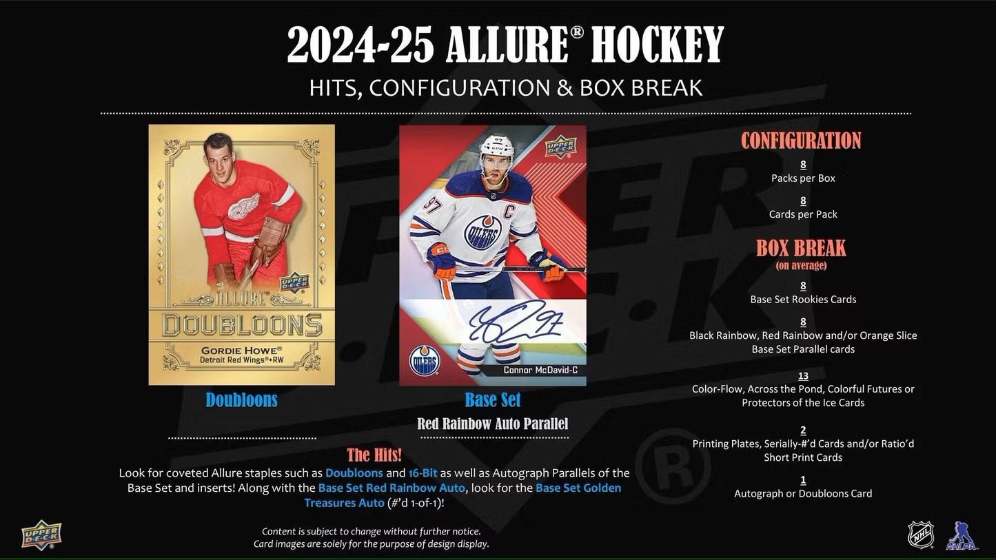 2024/25 Upper Deck Allure Hockey Hobby Box | Columbia Sports Cards - Columbia Hobby - Sports Card Boxes - Toploaders - Card Savers