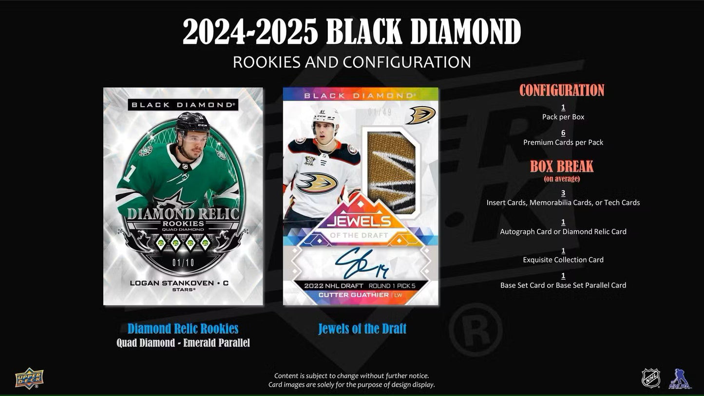 2024/25 Upper Deck Black Diamond Hockey Hobby Box - Columbia Hobby - Sports Card Boxes - Toploaders - Card Savers