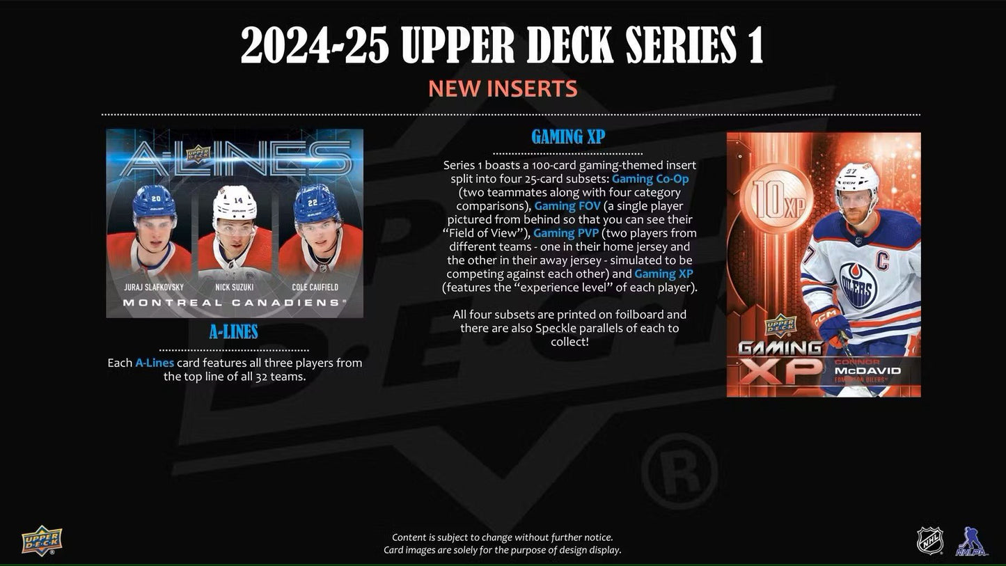 2024/25 Upper Deck Series 1 Hockey Tin - Columbia Hobby - Sports Card Boxes - Toploaders - Card Savers