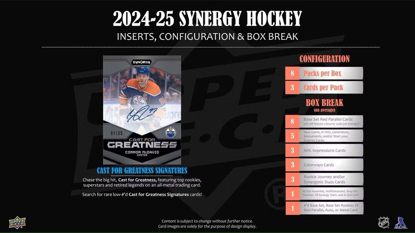2024/25 Upper Deck Synergy Hockey Hobby Box - Columbia Hobby - Sports Card Boxes - Toploaders - Card Savers