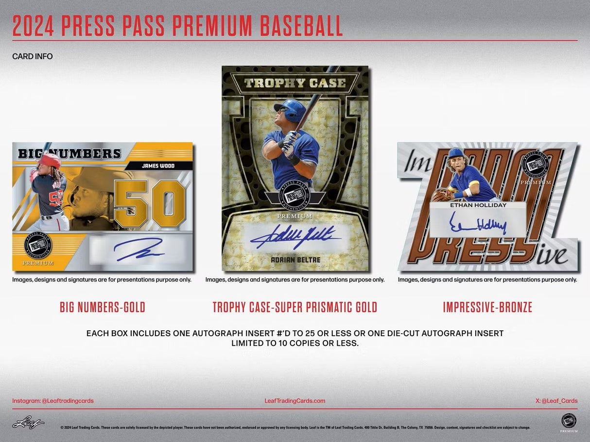 2024 Leaf Press Pass Premium Baseball Hobby Box