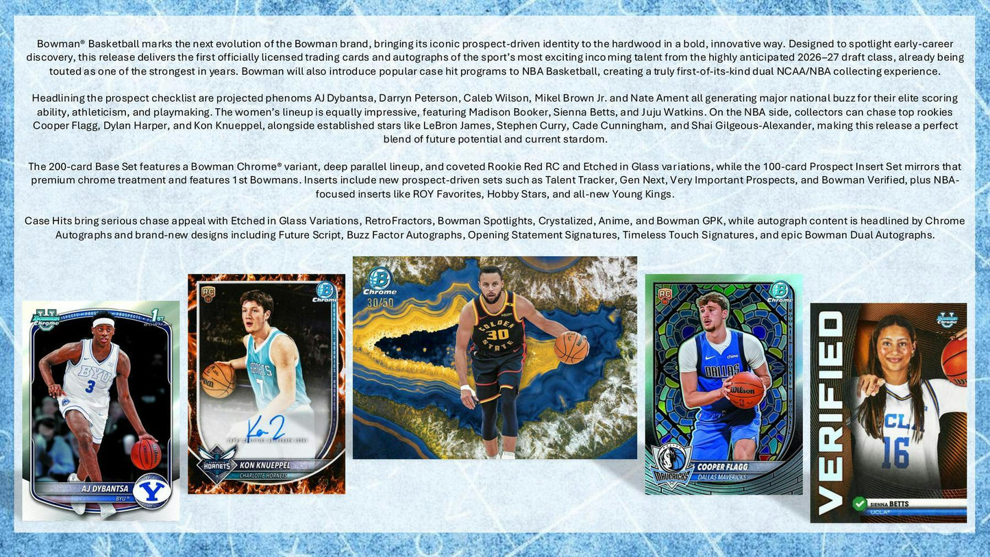 2025 - 26 Bowman Basketball Mega Box | Columbia Sports Cards - Columbia Hobby - Sports Card Boxes - Toploaders - Card Savers