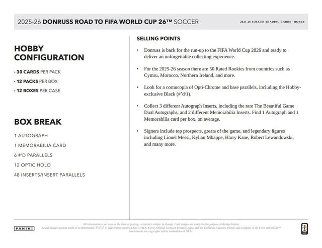 2025 - 26 Panini Donruss Road To FIFA World Cup 2026 Soccer Hobby Box | Columbia Sports Cards - Columbia Hobby - Sports Card Boxes - Toploaders - Card Savers